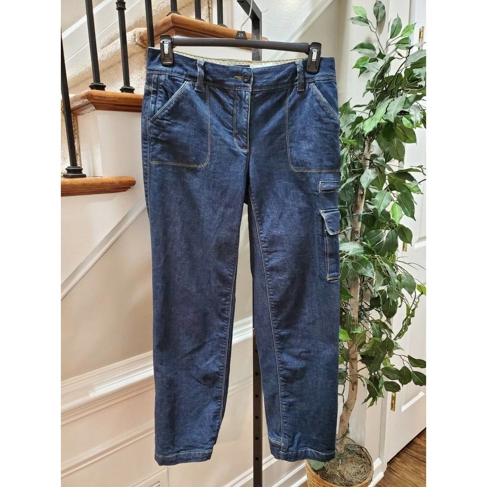 Land's End Women Denim Blue Cotton Mid Rise Straight Leg Casual Jean Pant Size 8